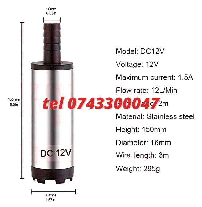 Unitate Transfer Orice Lichid Submersibila 12V Pentru Motorina Si Ulei Pentru Transfer Combustibil Si Motorina Pentru Transfer Lichide Tehnice Ref 87