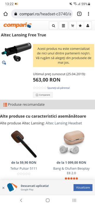 Casti bluetooth wireless altec lansing free true