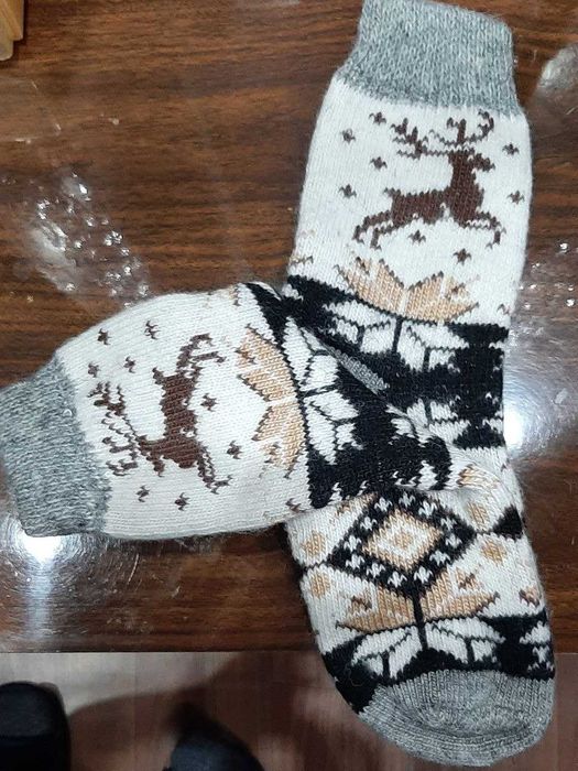Носки из овечьей шерсти длинные толстые на подарок на НГ