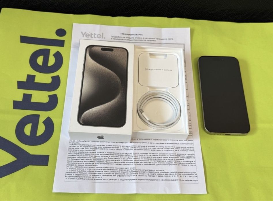 КАТО НОВ 256GB iPhone 15 Pro Гаранция от Yettel до 2026г. Natural