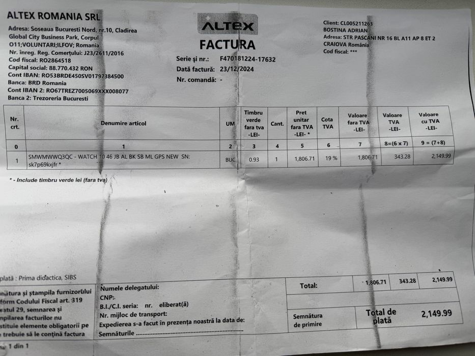 Apple watch 10 46 mm gps cu garantie