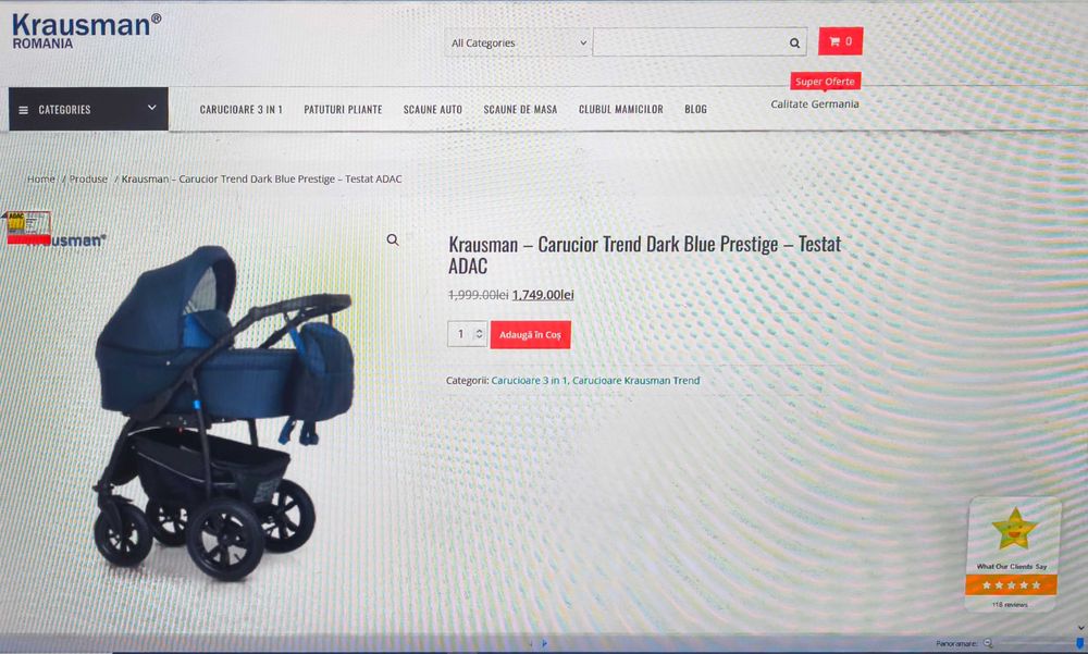 Ofer spre vânzare cărucior Krausman 3 în 1, stare bună