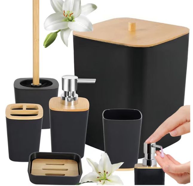 Set accesorii baie 6 piese design minimalist capacitate cos 10L