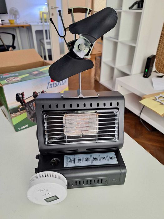 Aragaz Încălzitor Portabil Camping Totokita + senzor CO2 si fum + ventilator auto-alimentat