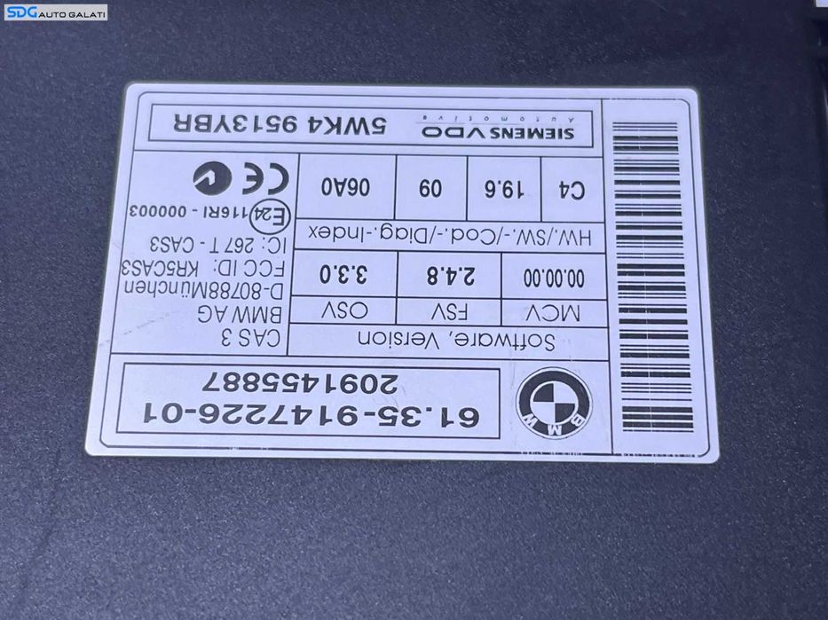 Kit Pornire ECU Calculator Motor Cip Cheie Imobilizator BMW Seria 3 E90 E91 320 2.0 D N47 2007 - 2011 Cod 8506374 850637401 0281016067 [L2797]