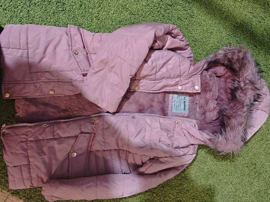 Теплая  куртка длинная для девочек размер 122