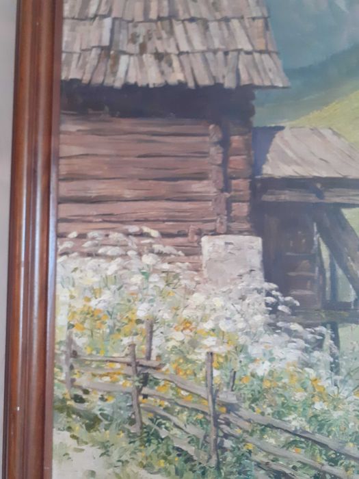 tablou vechi pictura pe panza 56/69 cm semnat F K Kerner