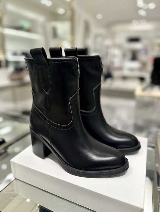 Боти на ток - черна кожа 36-40 номер