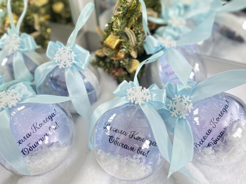 Коледна топка със снимка 8см.