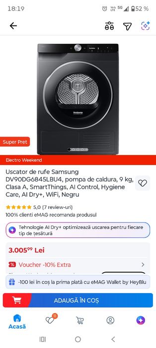 Uscător rufe Samsung Smart Things