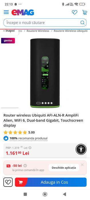 Router wireless Ubiquiti AFI-ALN-R AmpliFi Alien, WiFi 6, Dual-band Gi