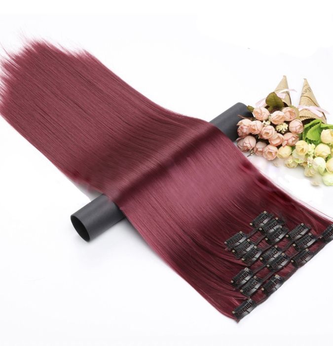 Set 6 x Extensii par Clip On Clipsuri Satene Roscate Suvite blonde ...