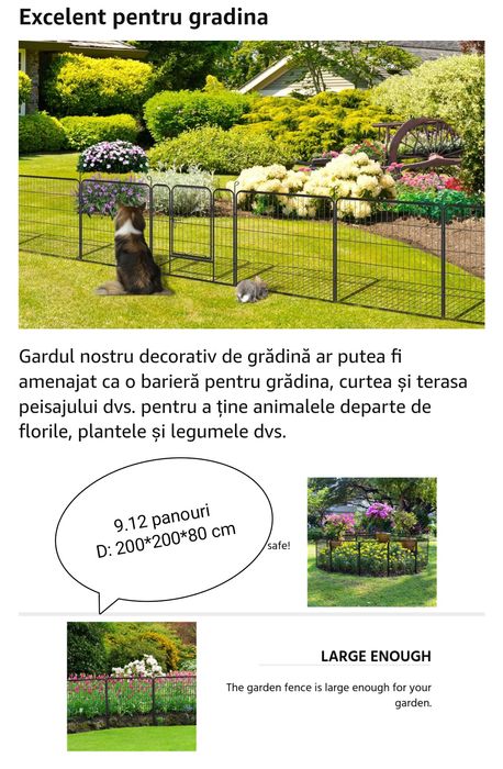 Țarc pliabil, gard decorativ(L-970cm),, 12 panouri