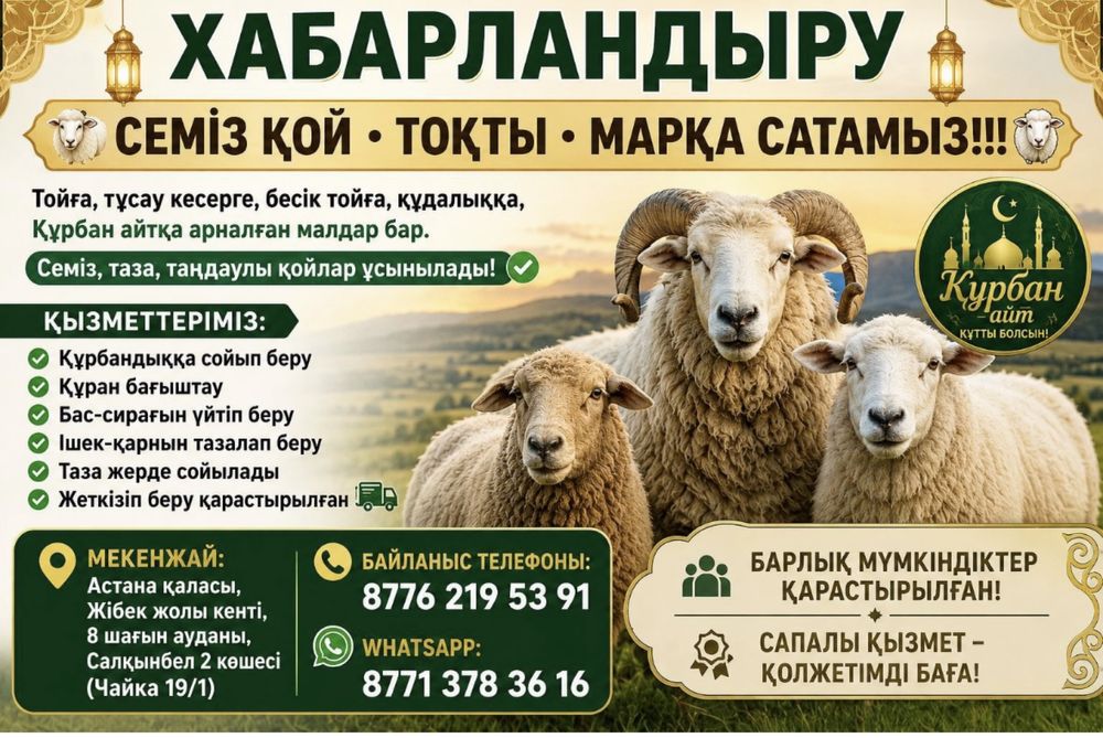 Қой, тоқты сатылады