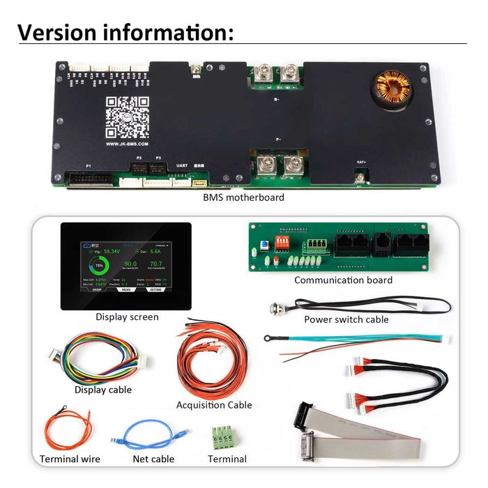 JK BMS 200A JK-PB2A16S20P 4.3 LCD active balance equalizer LiFePO4 БМС