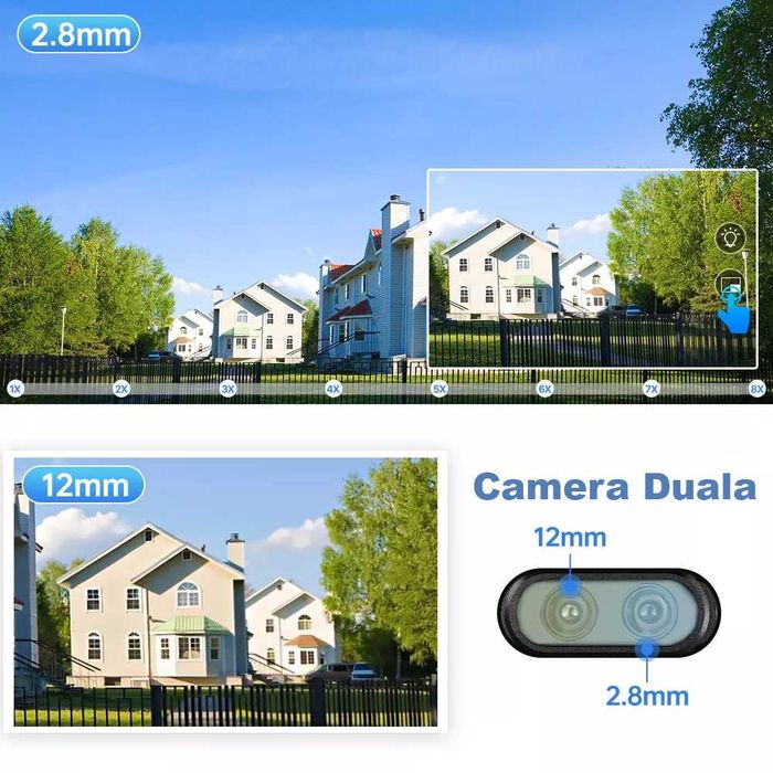 Camera de supraveghere WIFI Visoli® P10-PRO, 2 Lentile, Zoom 8X