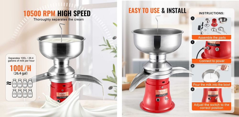 Separator Smantana Electric Aparat Degresat Lapte Procesare 50L/h CS