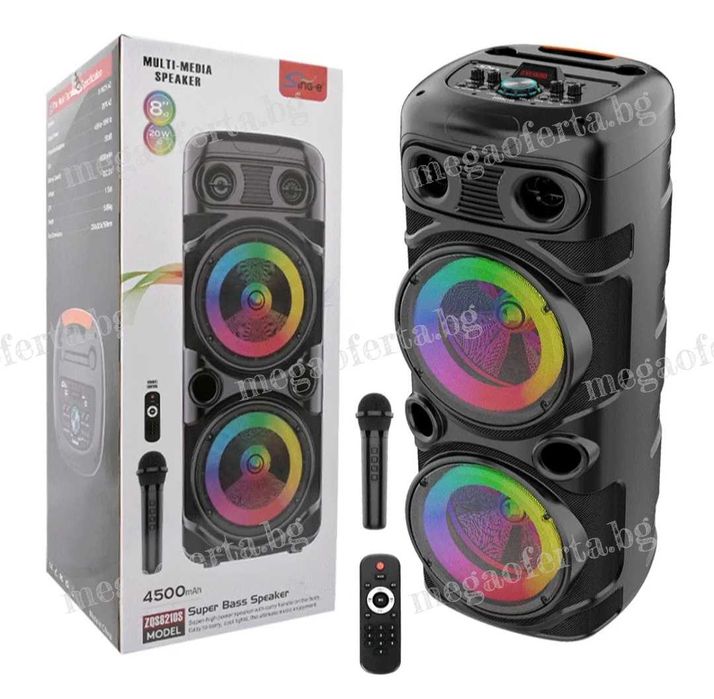 Голяма Караоке Тонколона 16 инча 74см. с Безжичен Микрофон