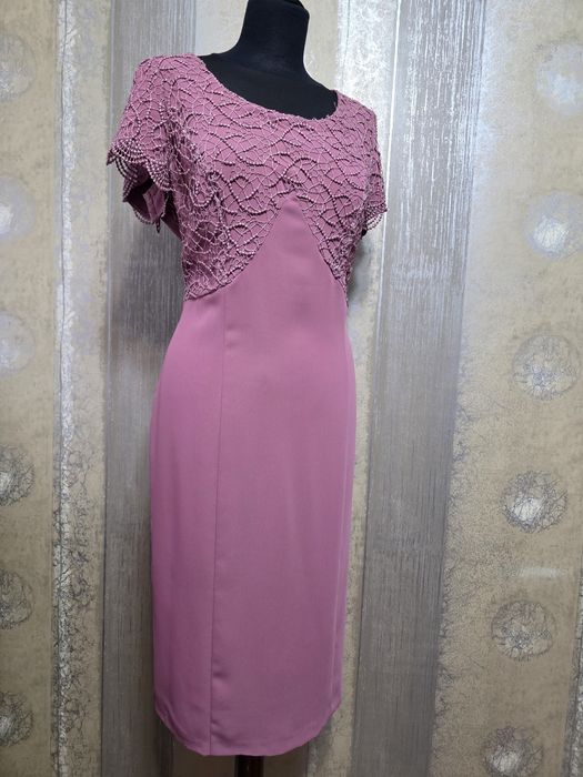 Compleu Elegant Rochie și Sacou - Roz Prăfuit - mărime 42