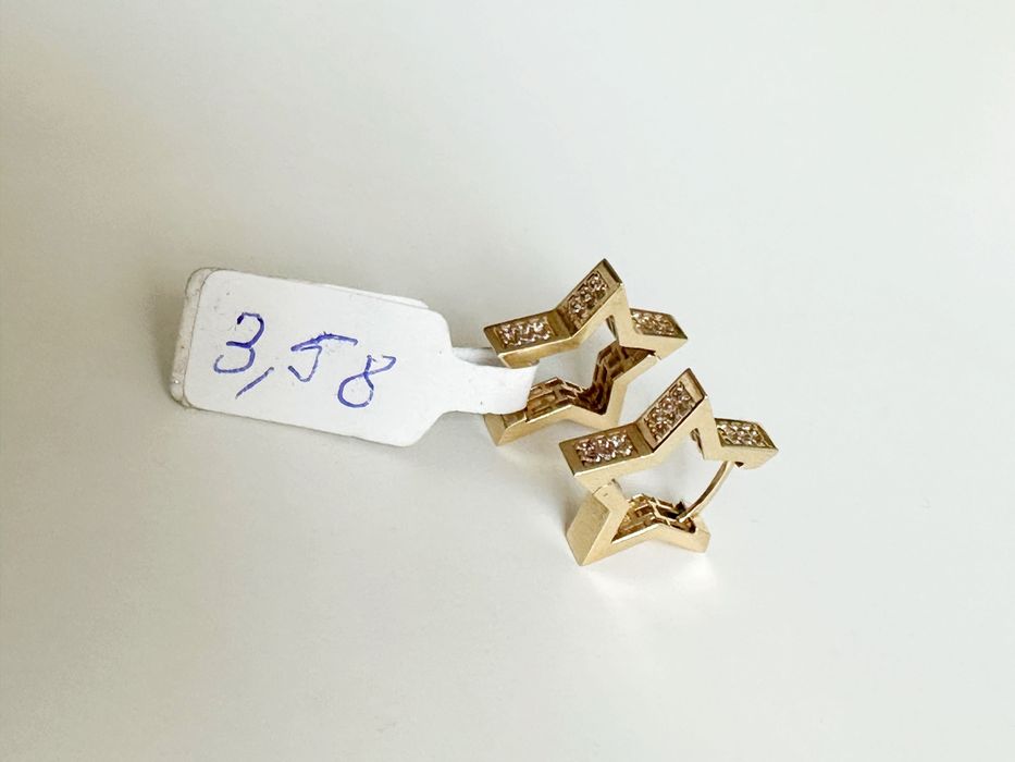 Cercei aur 14k Stele cu zirconii, 3.58 g strălucitori