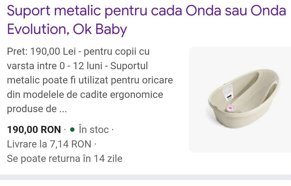 Cădiță ergonomica cu suport metalic Ok Baby Onda