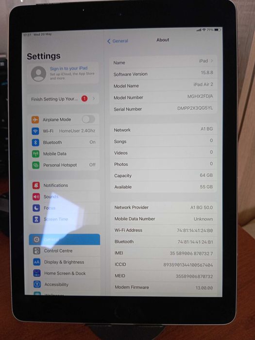 Таблет iPad Air2 9.7" / 64GB/ SIM