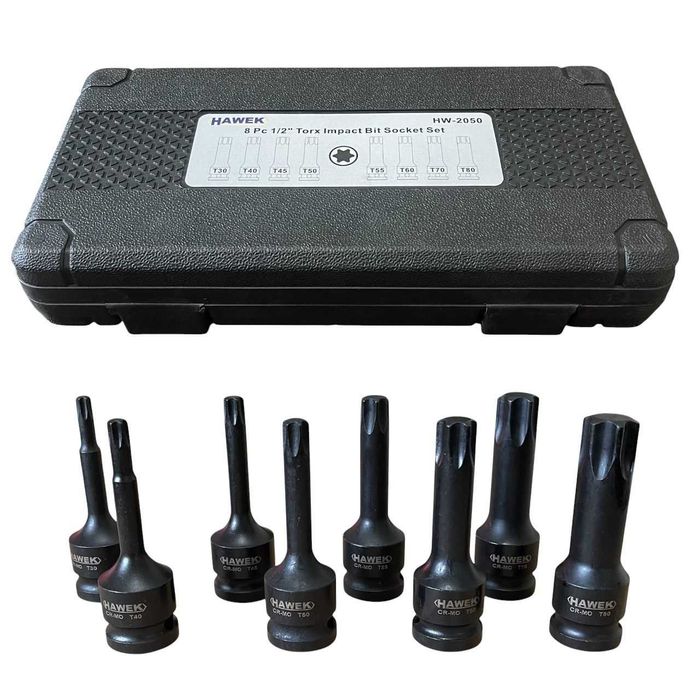 Комплект ударни торкс битове 1/2″ – 8 части HAWEK