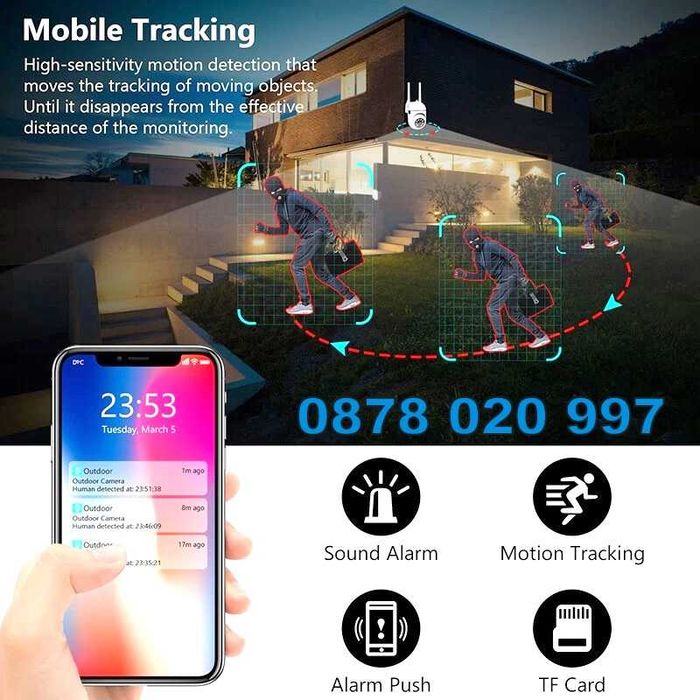 ICSEE БЕЗЖИЧНА ВЪРТЯЩА КАМЕРА Wifi IP камера за видеонаблюдение R5