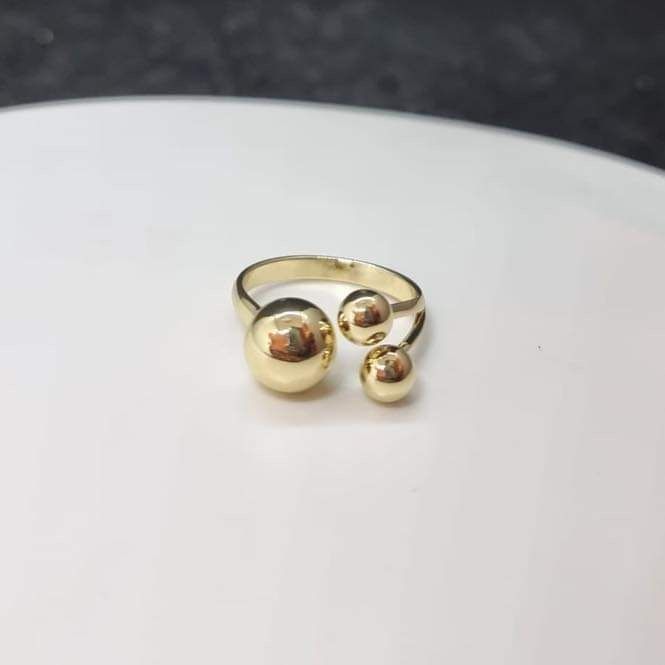 Inel reglabil cu bile placat cu aur