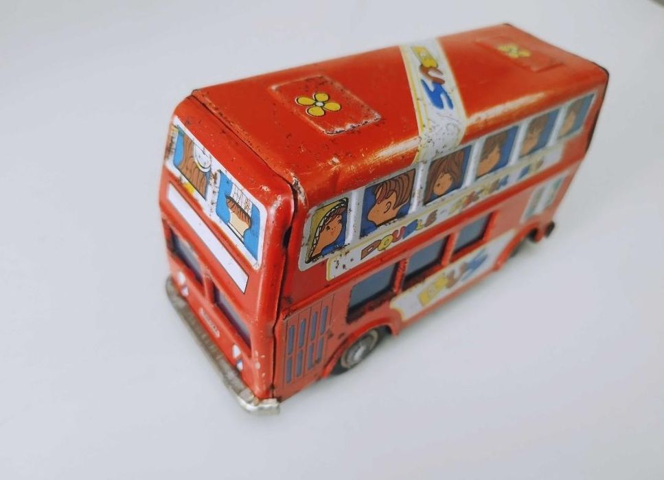 Jucarie veche tabla autobuz cu etaj Leyland London,  MF 291 CN, 1/24 .