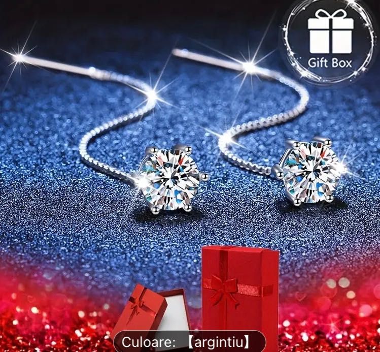 Vand cercei de argint cu piatra argintie