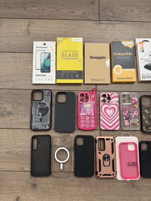 Folii sticlă și huse iPhone 12 14  14 pro/max  15 pro 13 mini Samsung