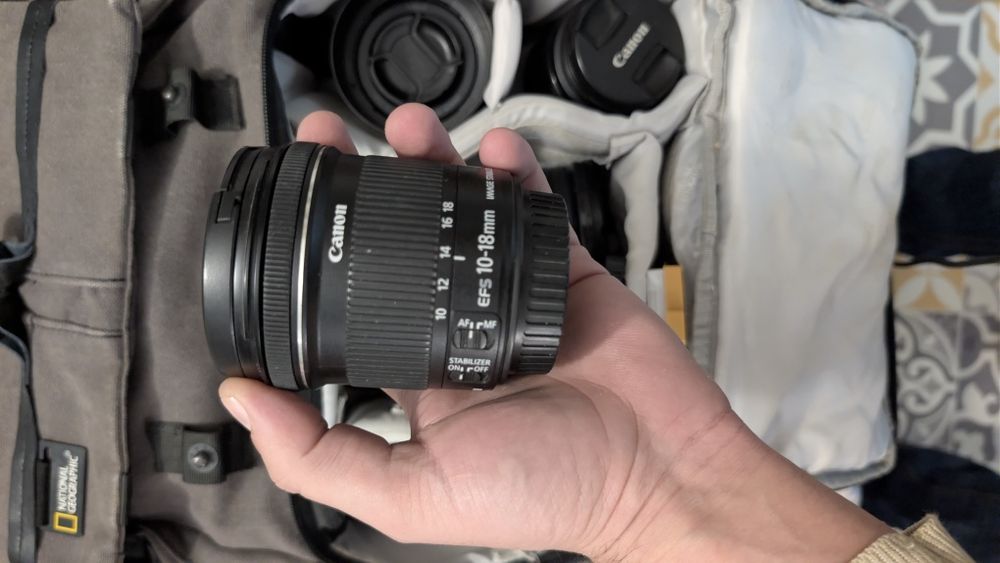 Canon 600d плюс обективи, светкавици и раница