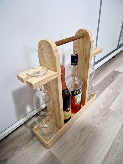 Suport sticla vin și pahare