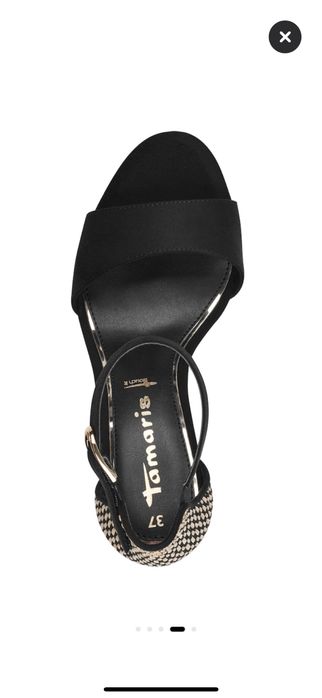 Tamaris, Сандали с масивен ток, Черен, Бежов, 37