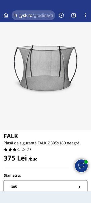 Plasa siguranță trambulina Falk 305