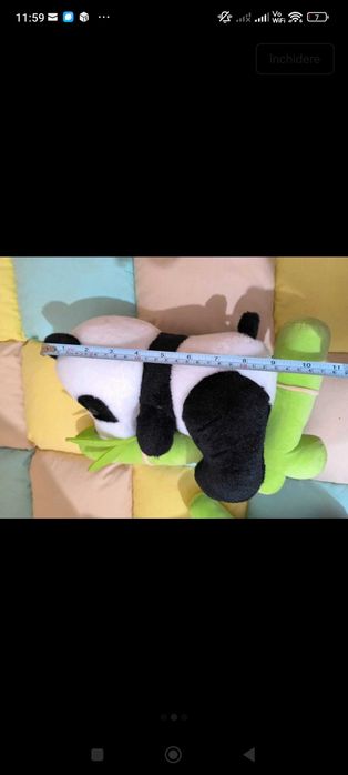 Urs panda din pluș, cu bambus, 25 cm