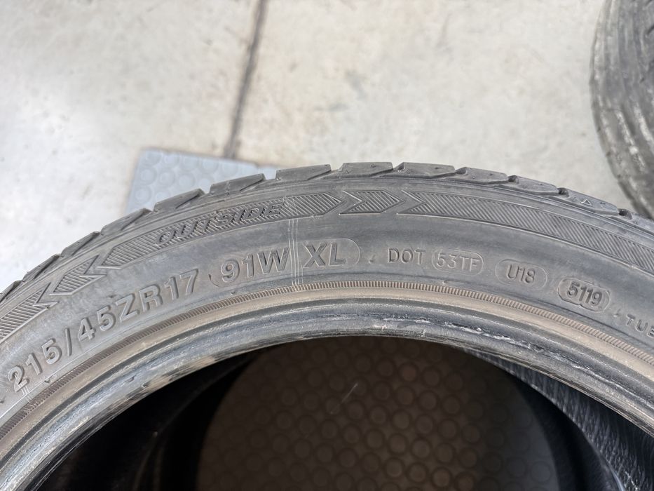 4бр. Летни Гуми С Борд 215/45ZR/17 -NOKIAN+SAILUN- DOT:0524+5119- 5.4мм+5.6мм