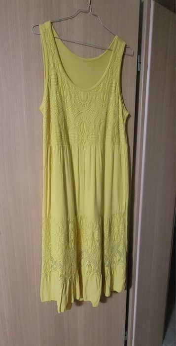 Жълта лятна рокля – Made in Italy, памук с еластан