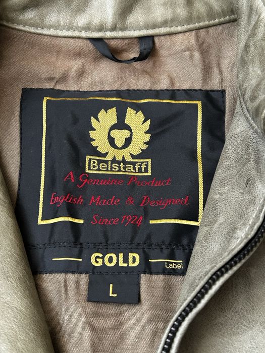 Belstaff  Мото естествена кожа  Дерматинено Зелено Яке  L