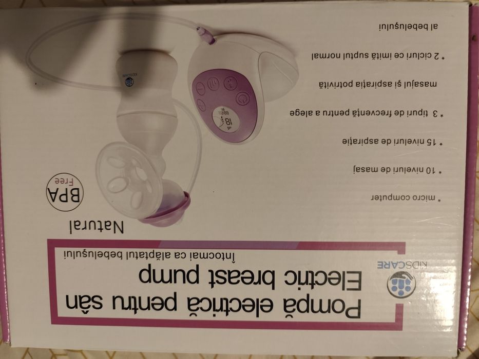 Pompa de san electrica Kidscare KC103 cu 15 niveluri de aspiratie, 10