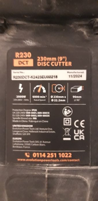 Masina de debitat asfalt si beton Evolution R230DCT, 2000 W, Ø230 mm