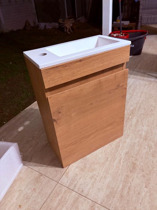 Set mobilier baie Kometmöbel 40 cm cu lavoar și mască, preasamblat