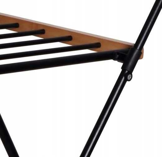 Сушилник за дрехи Сушило за дрехи разтегателно черно с бамбук