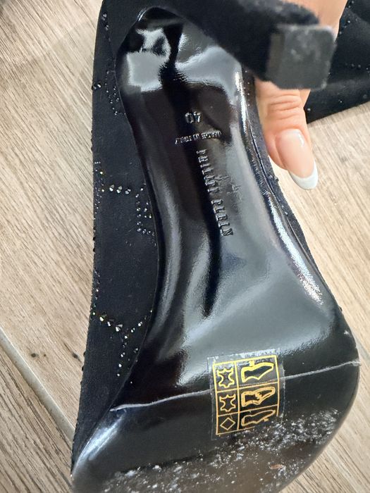 Черни чизми phillip plein с кристали