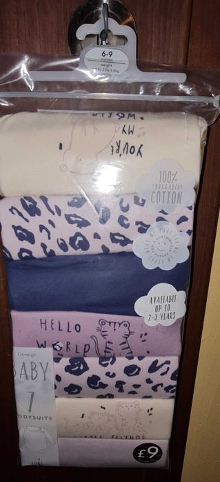 Боди с дълъг ръкав George 6-9 м 7 бр