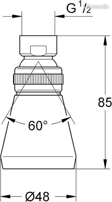 GROHE Relexa Plus 50 – хромирана душ глава (и за умивалник) с подвижна сферична става, на 1/2". Регулира се от 5 до 36 литра в минута