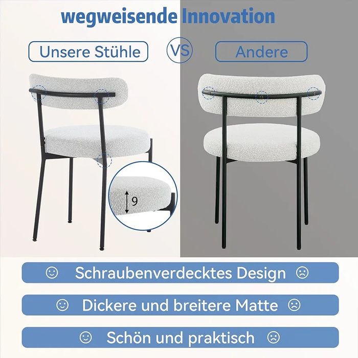 NOU Set 6 scaune, stofă, boucle