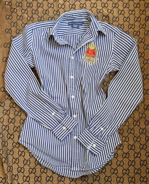 Cămașă Dama Ralph Lauren cu dungi și emblemă brodată – Mărimea 4 (S)
