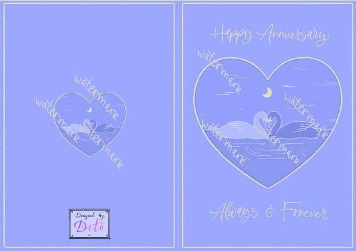 Поздравителна картичка a5, за годишнина, лебеди